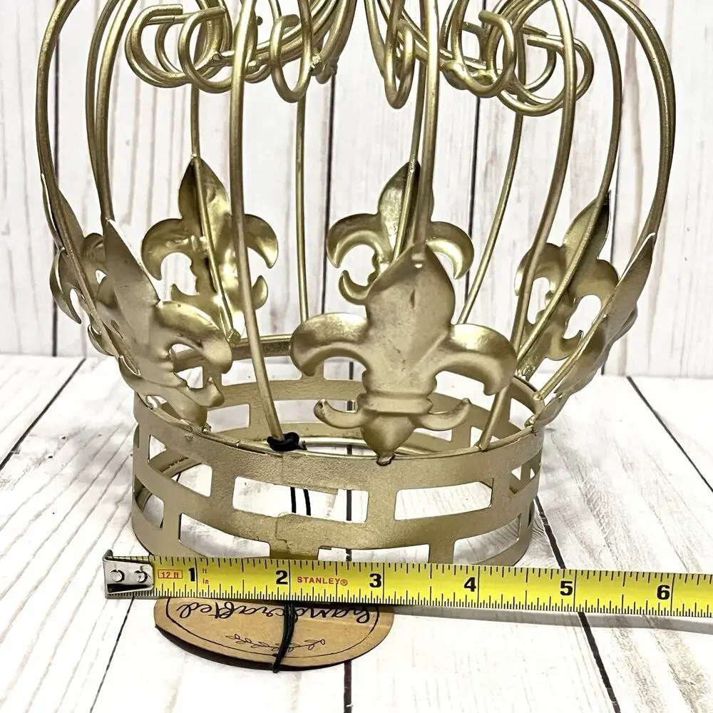 NWT Gold Metal Cake Topper Table Decor Crown Fleur De Lis Crown